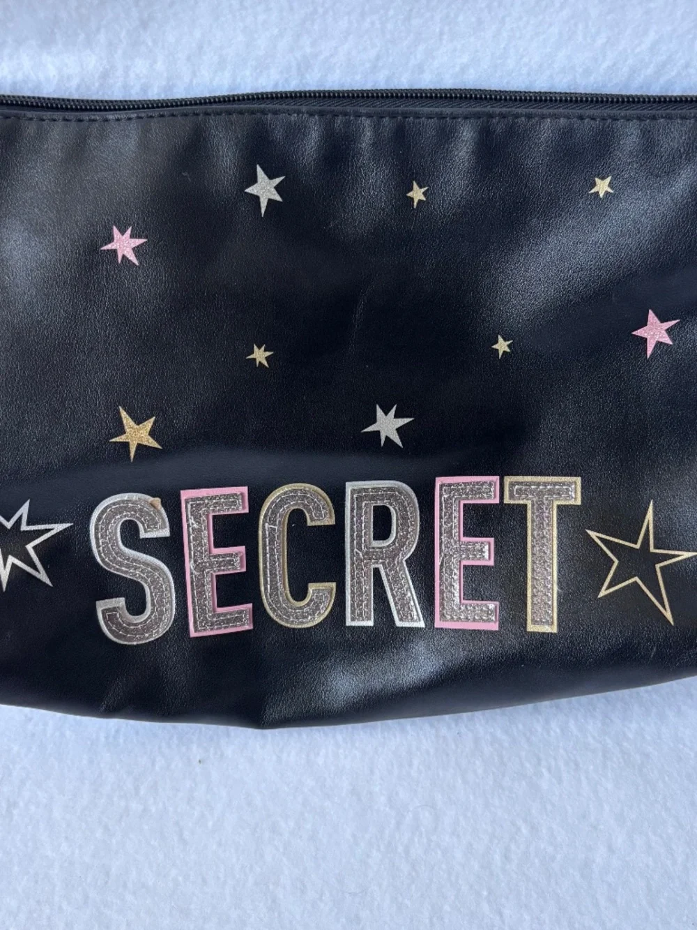 VS Black Starry Celestial Glitter Makeup Bag Pouch 11x7x3